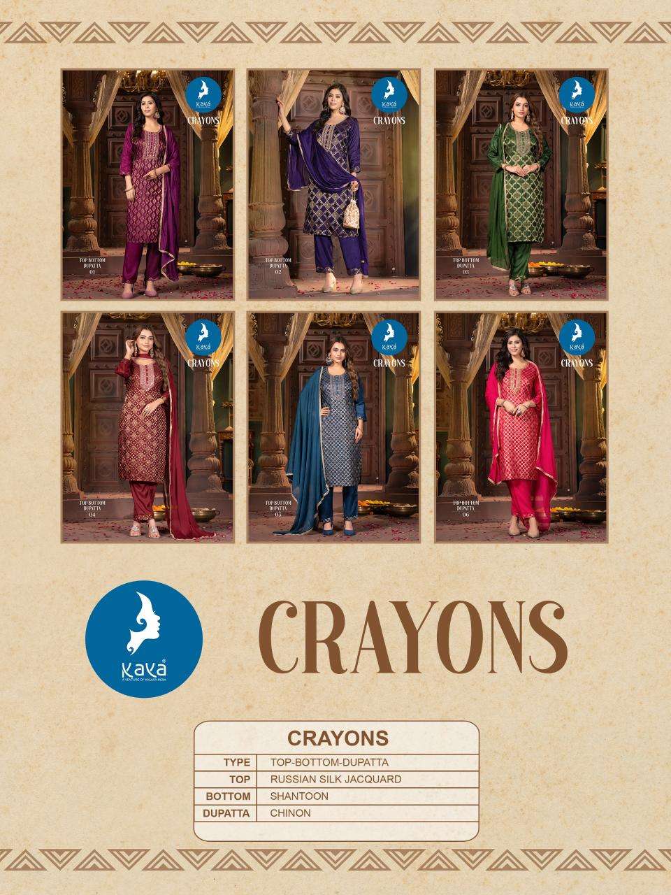 CRAYONS RUSSIAN SILK BY KAYA KURTI 