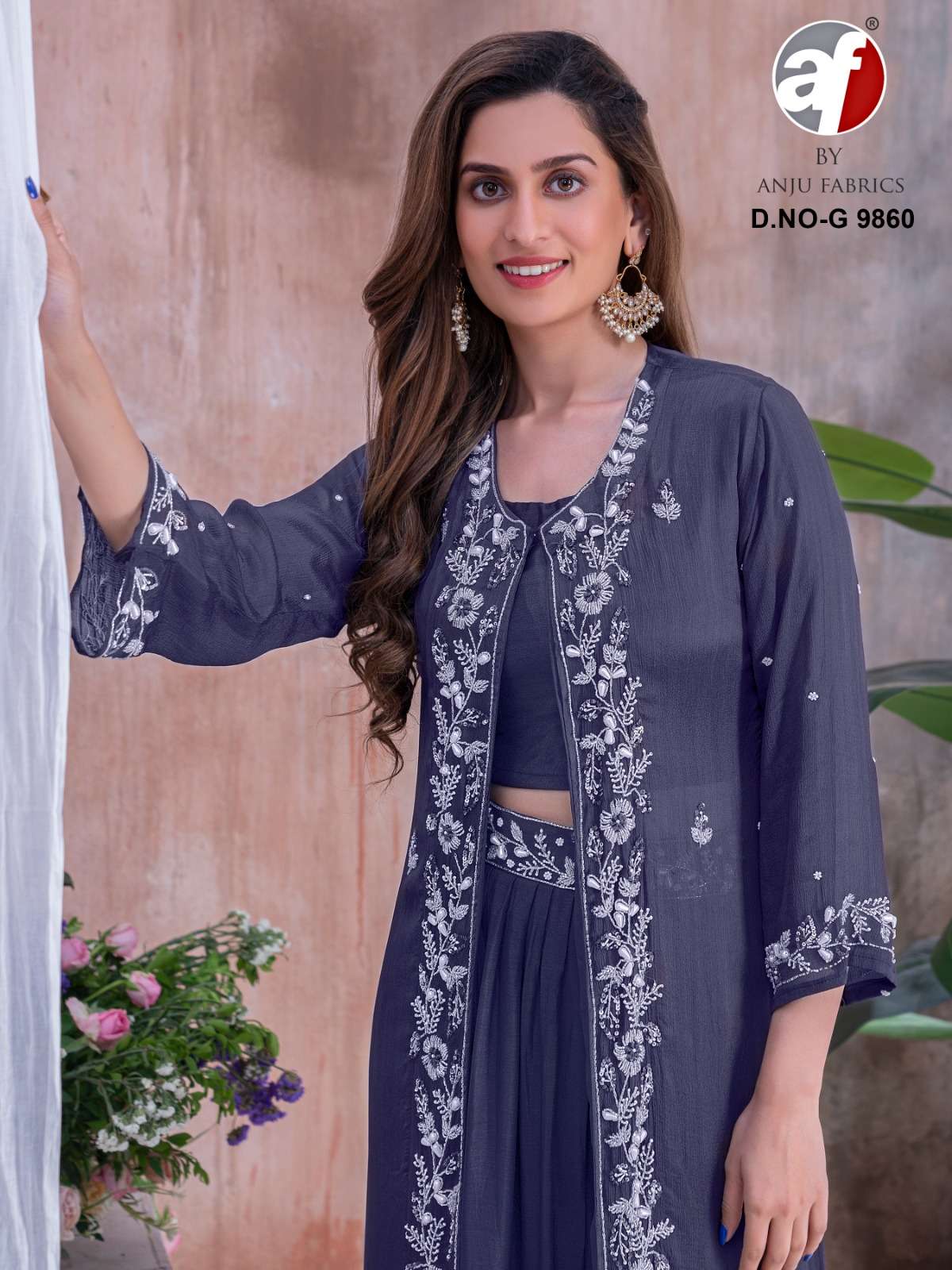 DESIGN NO- G9860 PURE CHINON CHIFFON BY ANJU FABRICS 