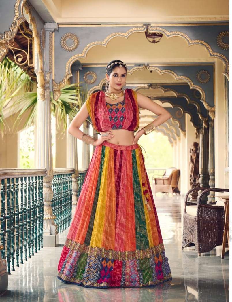 NEW WEDDING WEAR STYLISH LEHENGA PURE CHINON BY TEXOFAB 