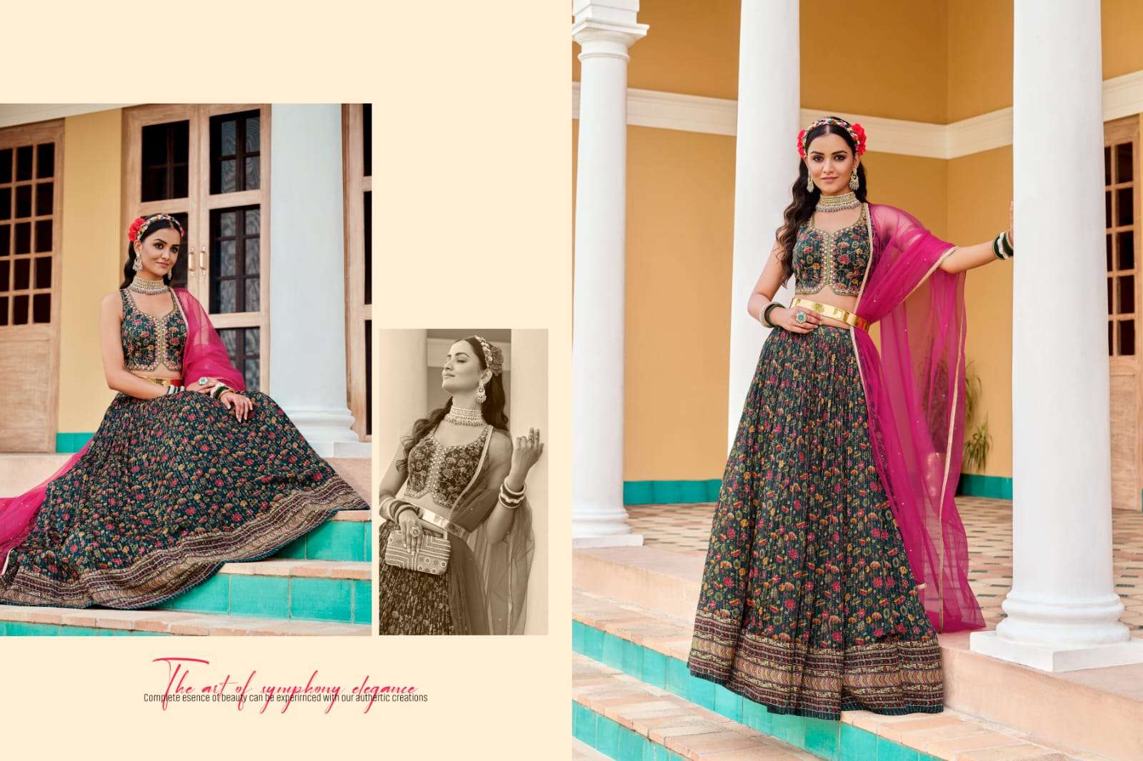 NEW WEDDING WEAR STYLISH LEHENGA PURE CHINON BY TEXOFAB 