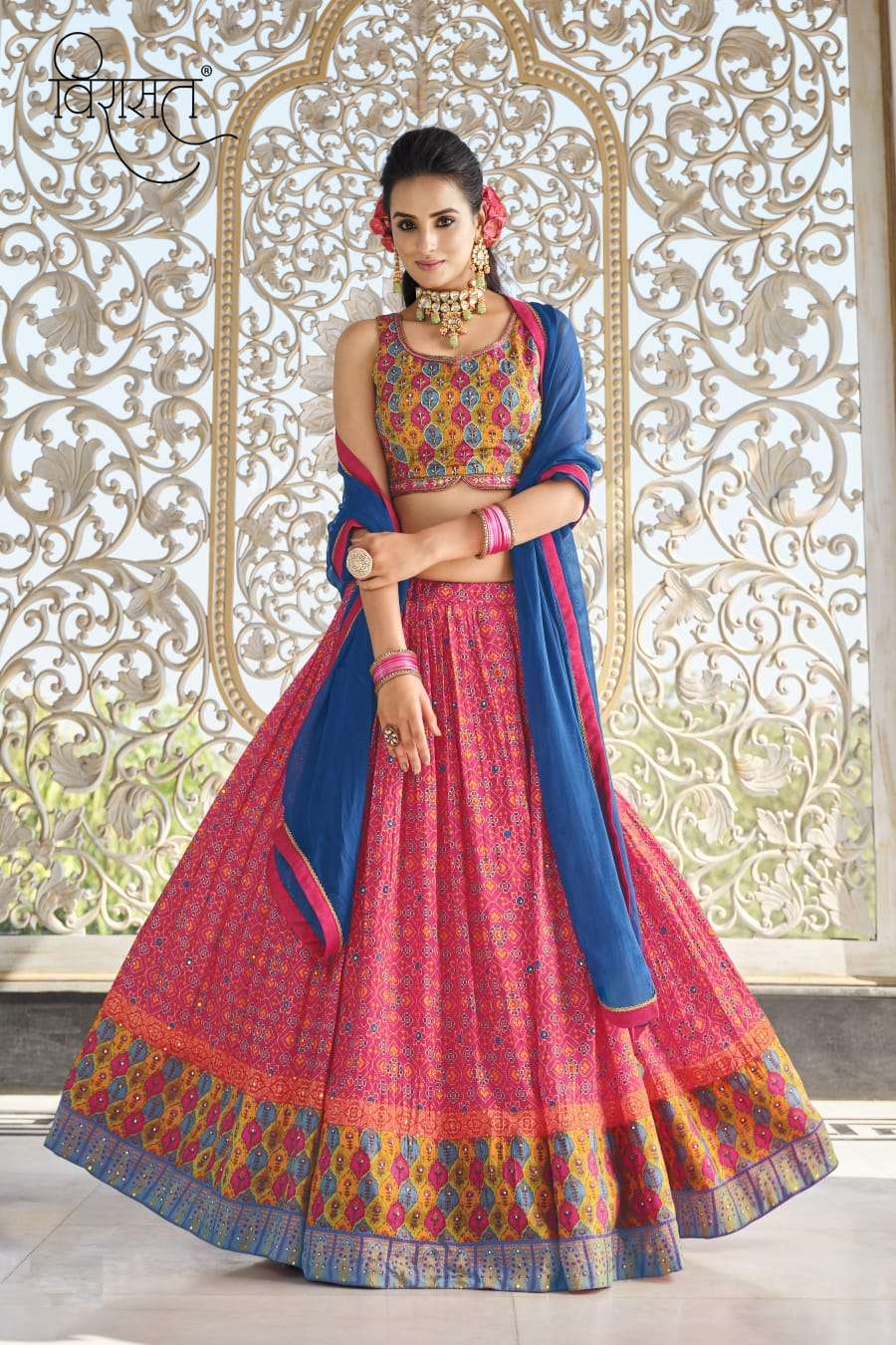 NEW WEDDING WEAR STYLISH LEHENGA PURE CHINON BY TEXOFAB 