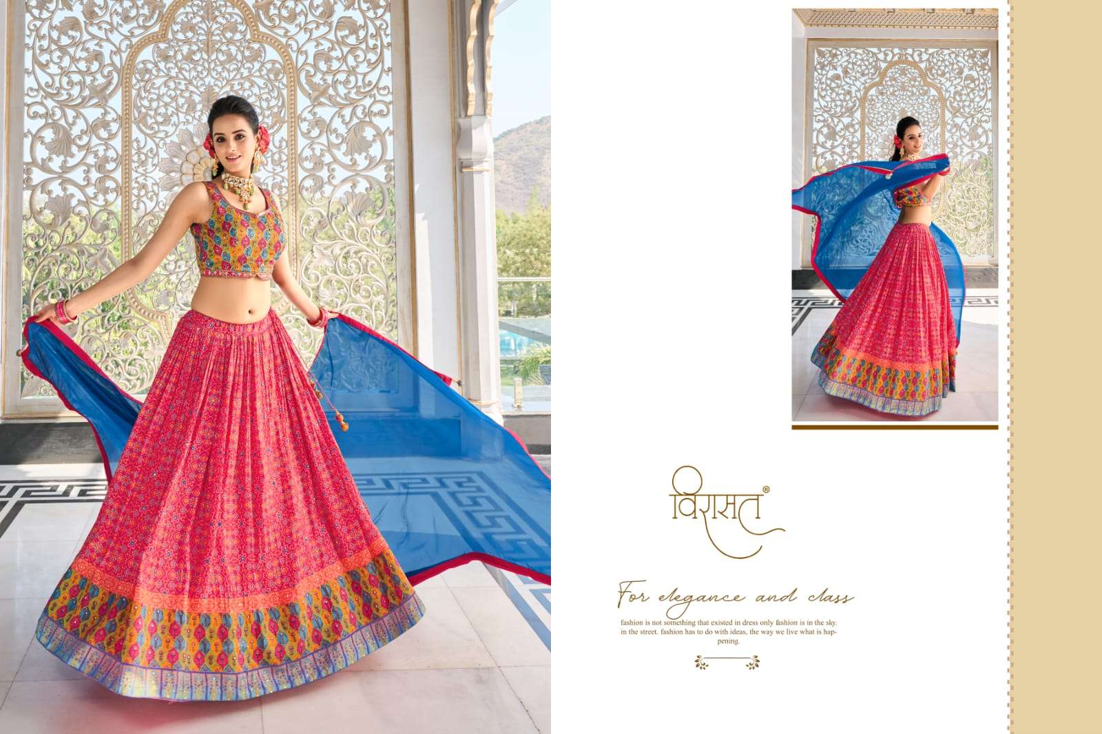 NEW WEDDING WEAR STYLISH LEHENGA PURE CHINON BY TEXOFAB 