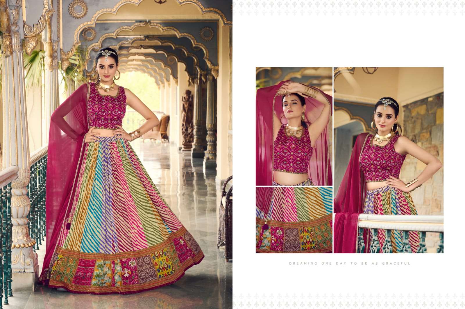 NEW WEDDING WEAR STYLISH LEHENGA PURE CHINON BY TEXOFAB 