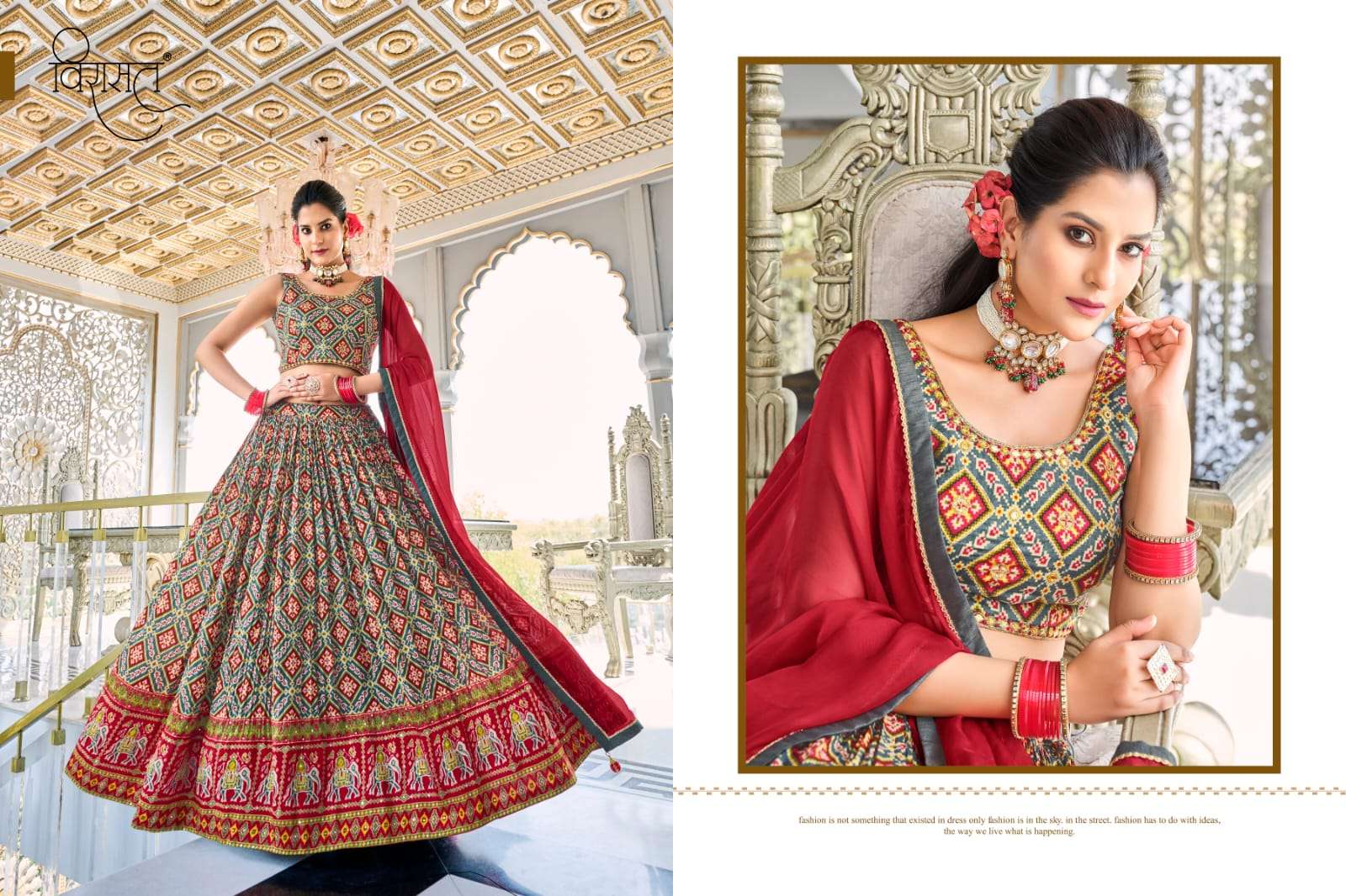 NEW WEDDING WEAR STYLISH LEHENGA PURE CHINON BY TEXOFAB 