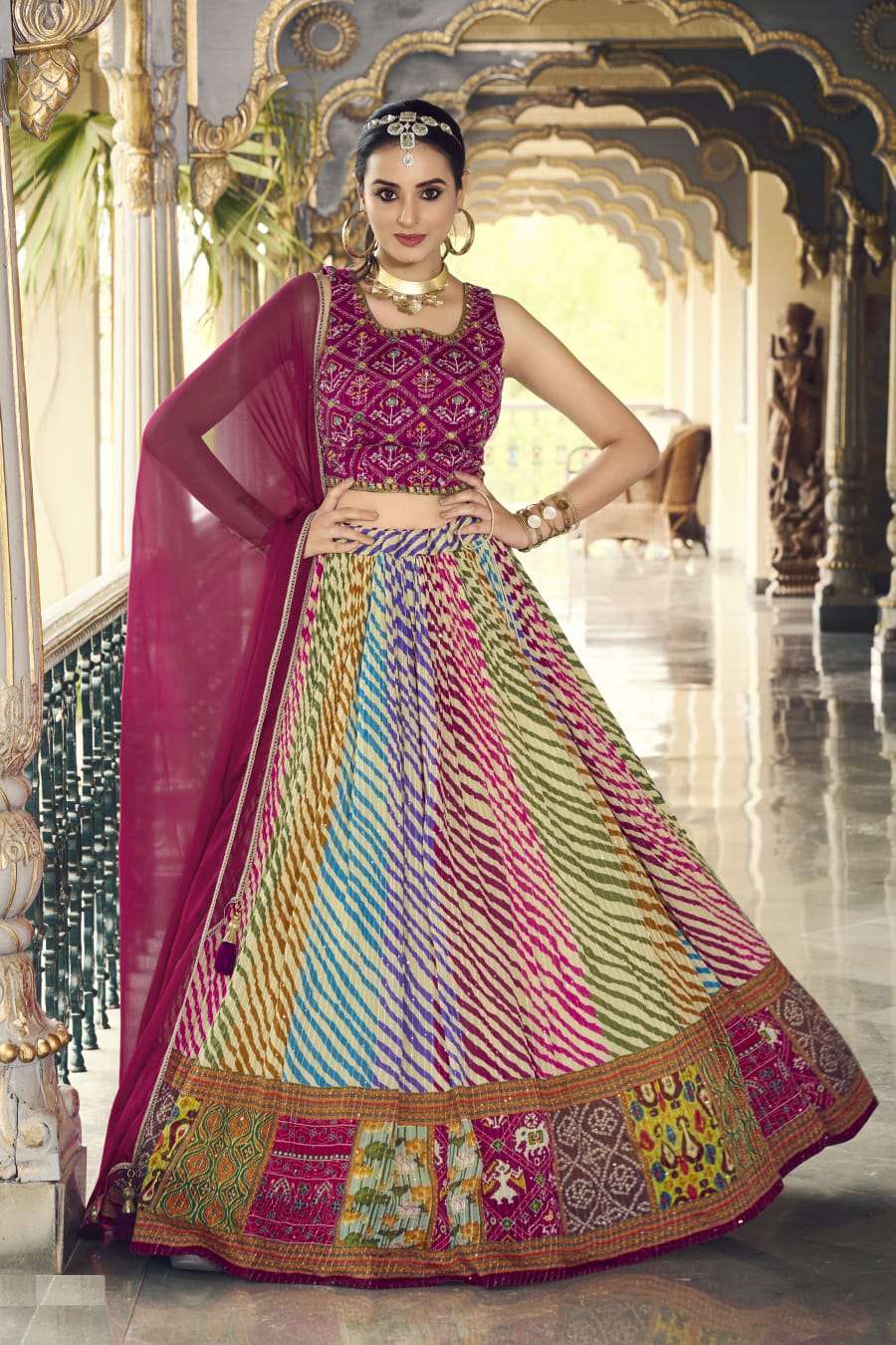 NEW WEDDING WEAR STYLISH LEHENGA PURE CHINON BY TEXOFAB 