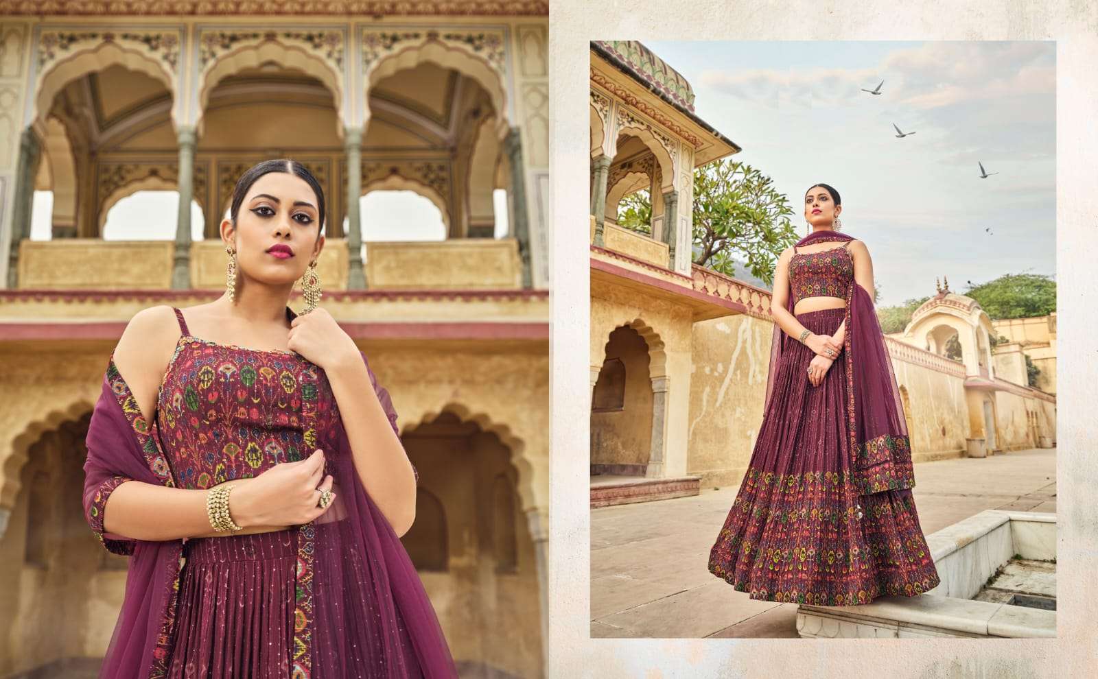 NEW WEDDING WEAR STYLISH LEHENGA PURE CHINON BY TEXOFAB 