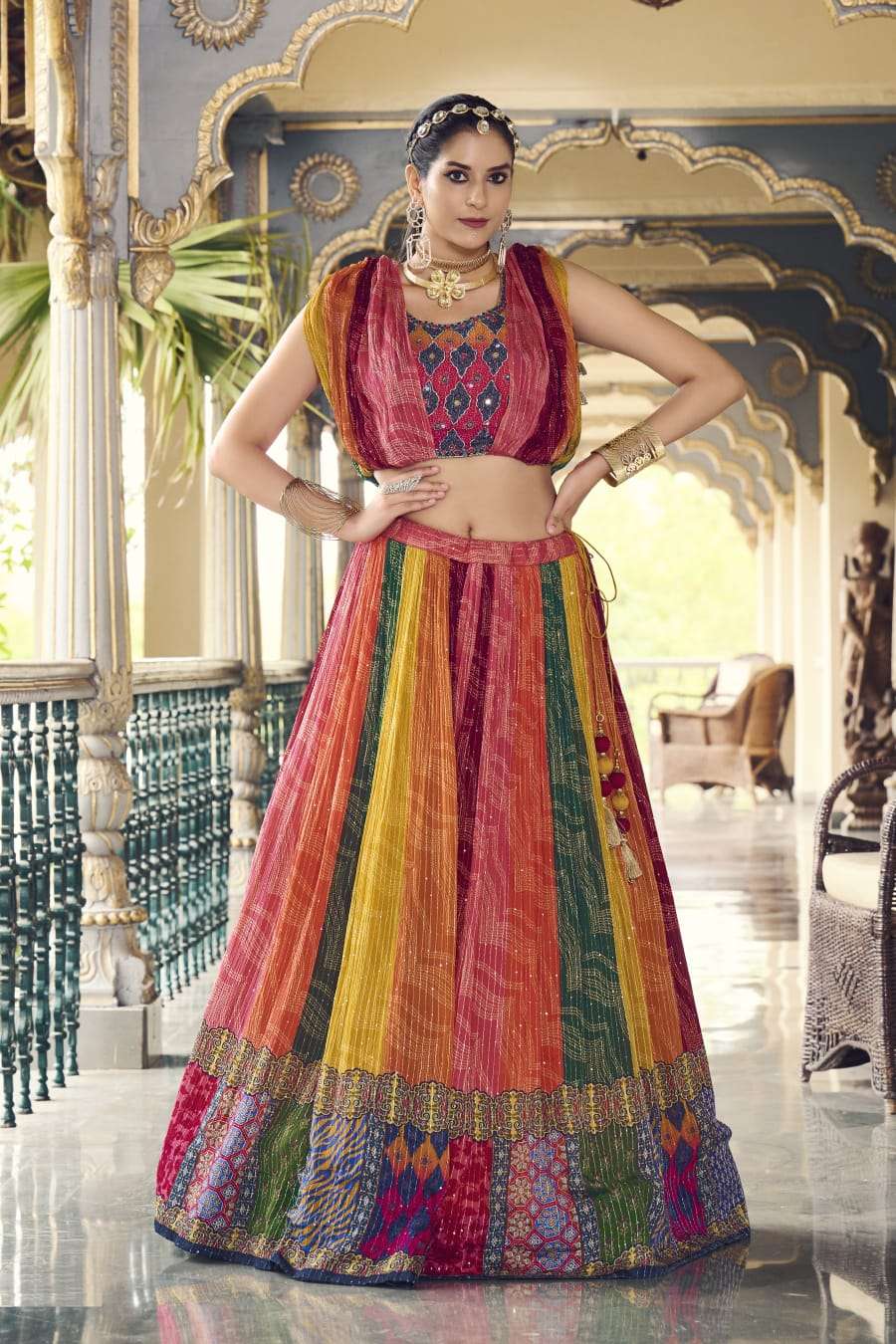 NEW WEDDING WEAR STYLISH LEHENGA PURE CHINON BY TEXOFAB 