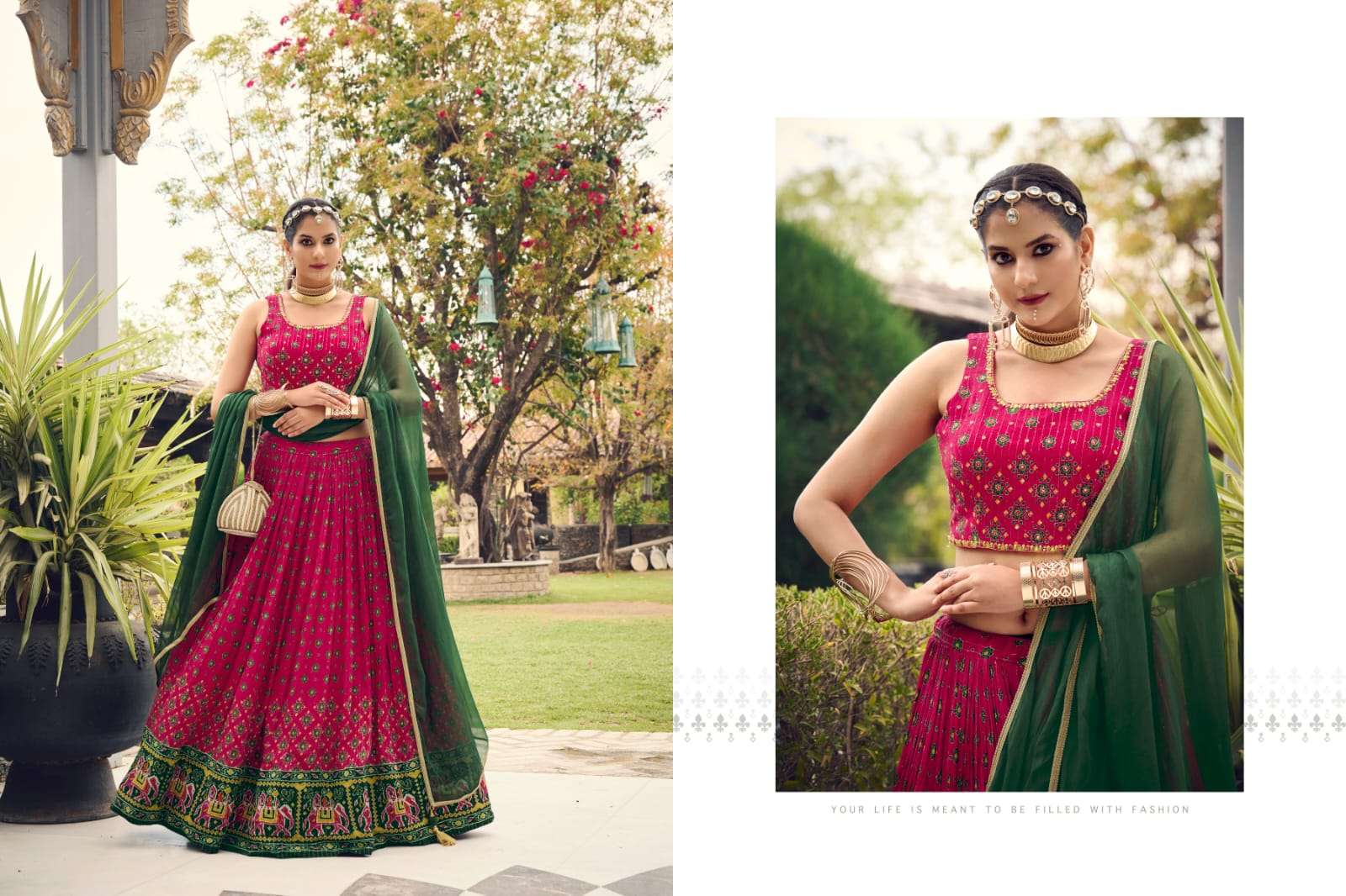 NEW WEDDING WEAR STYLISH LEHENGA PURE CHINON BY TEXOFAB 