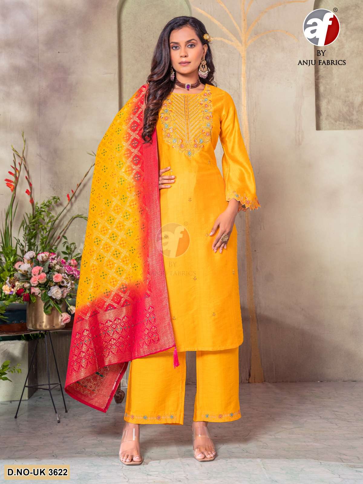 ANJU FABRICS D-UK6322  VISCOSE SILK WITH HEAVY JACQUARD SHADED DUPATTA 