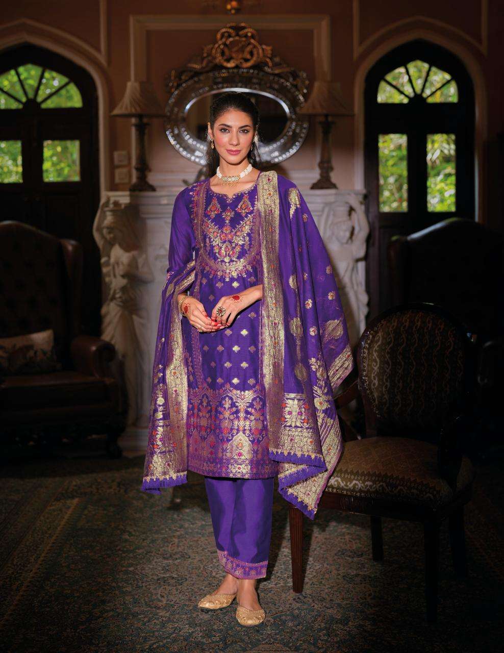 BANARASI JACQUARD SILK BY LILY & LALI 