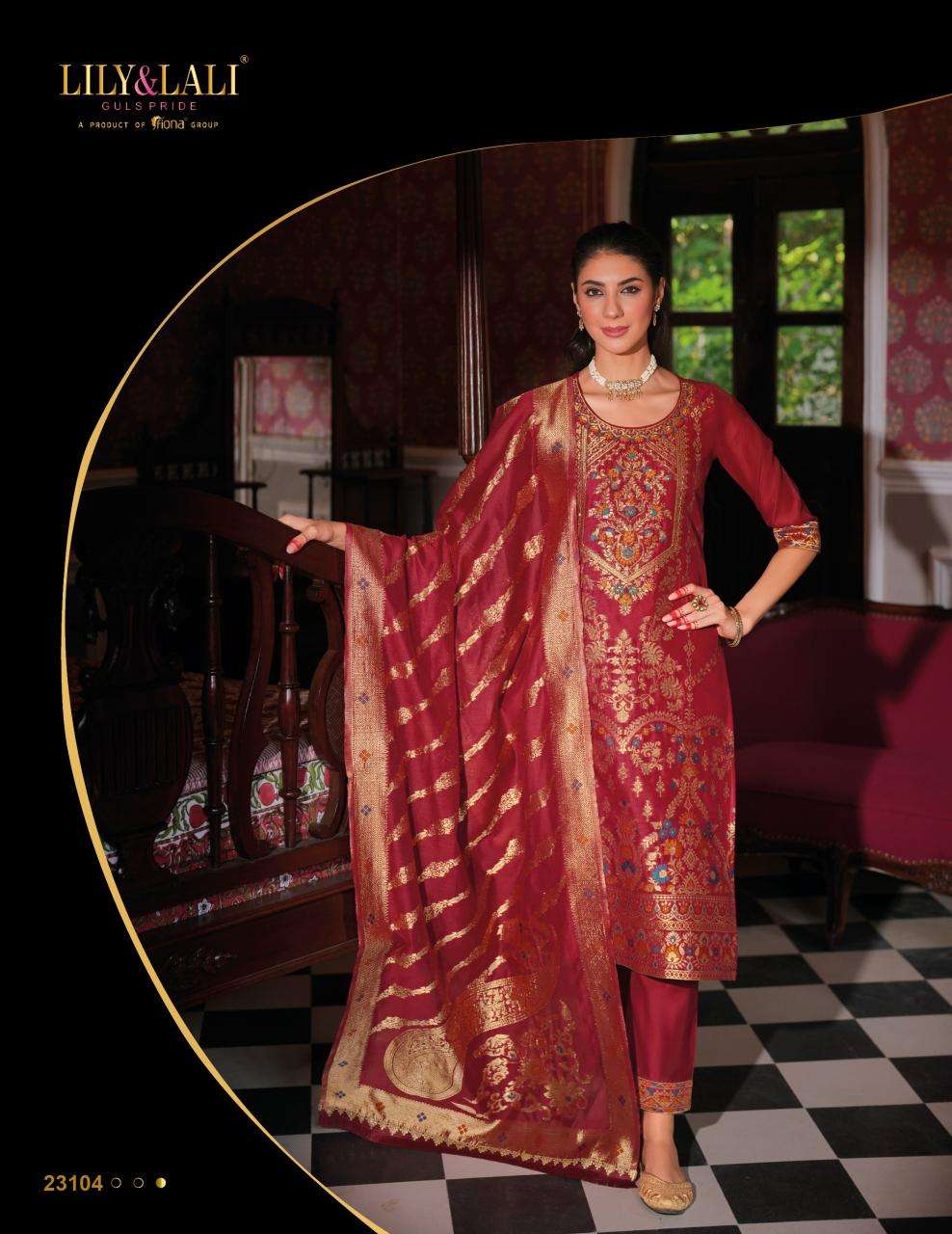 BANARASI JACQUARD SILK BY LILY & LALI 