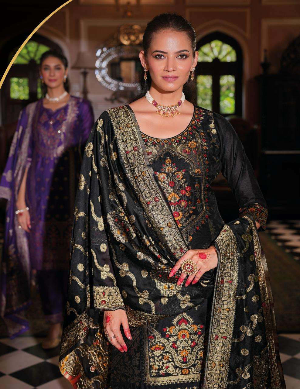 BANARASI JACQUARD SILK BY LILY & LALI 