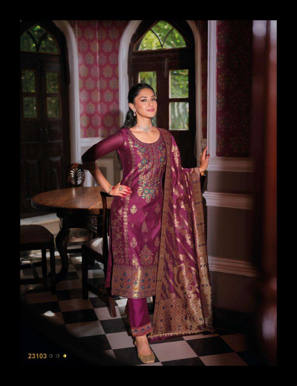 BANARASI JACQUARD SILK BY LILY & LALI 