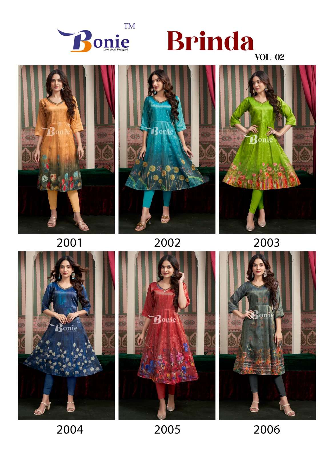 BARINDA VOL-2 BY BONIE KURTIES WITH DIGITAL JACQUARD PRINT IN NEW 6 COLORS