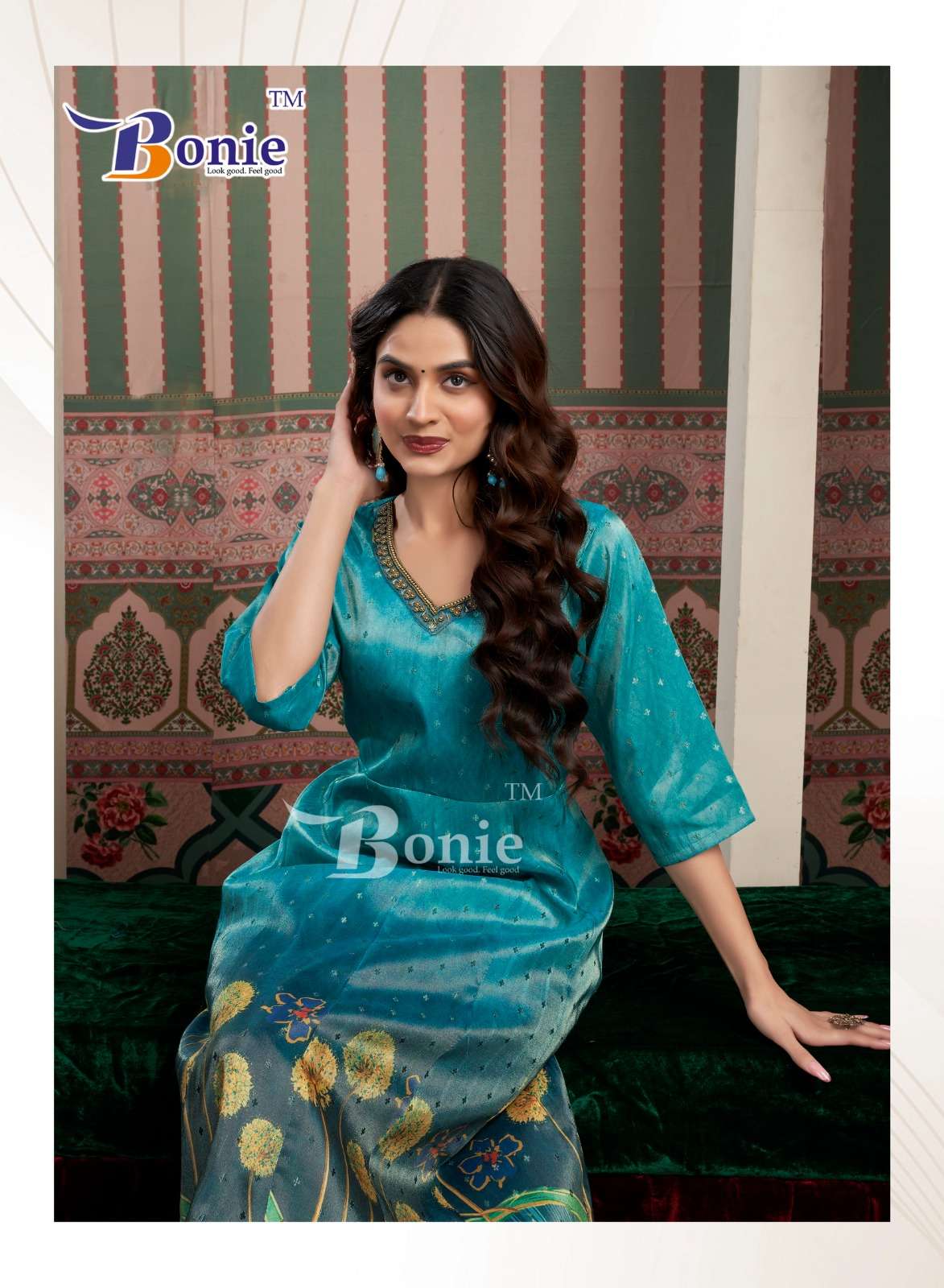 BARINDA VOL-2 BY BONIE KURTIES WITH DIGITAL JACQUARD PRINT IN NEW 6 COLORS