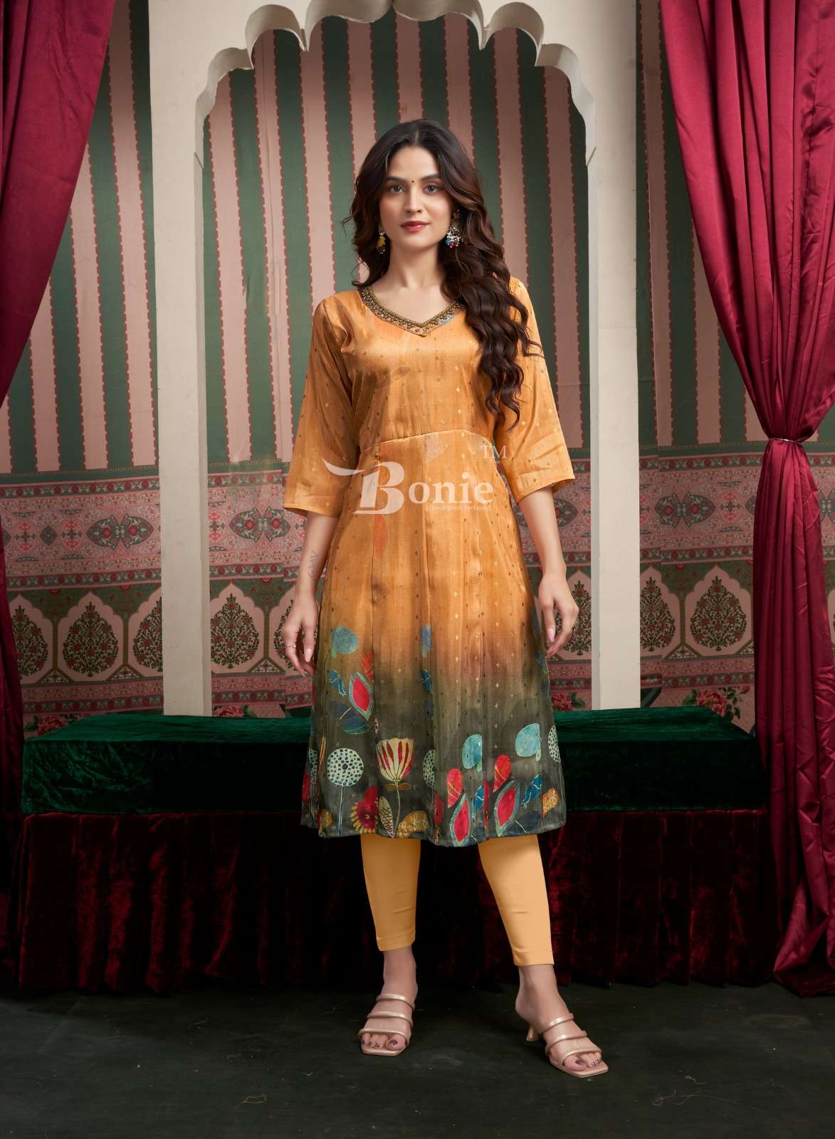 BARINDA VOL-2 BY BONIE KURTIES WITH DIGITAL JACQUARD PRINT IN NEW 6 COLORS