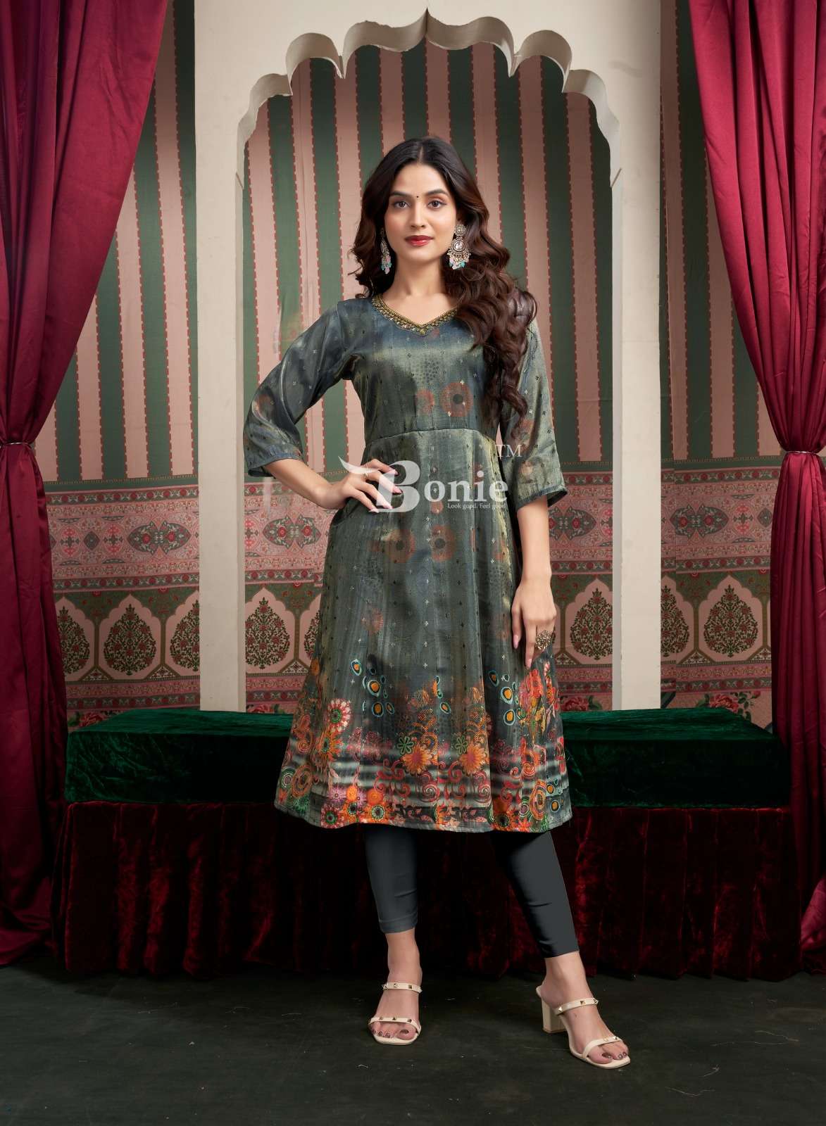 BARINDA VOL-2 BY BONIE KURTIES WITH DIGITAL JACQUARD PRINT IN NEW 6 COLORS