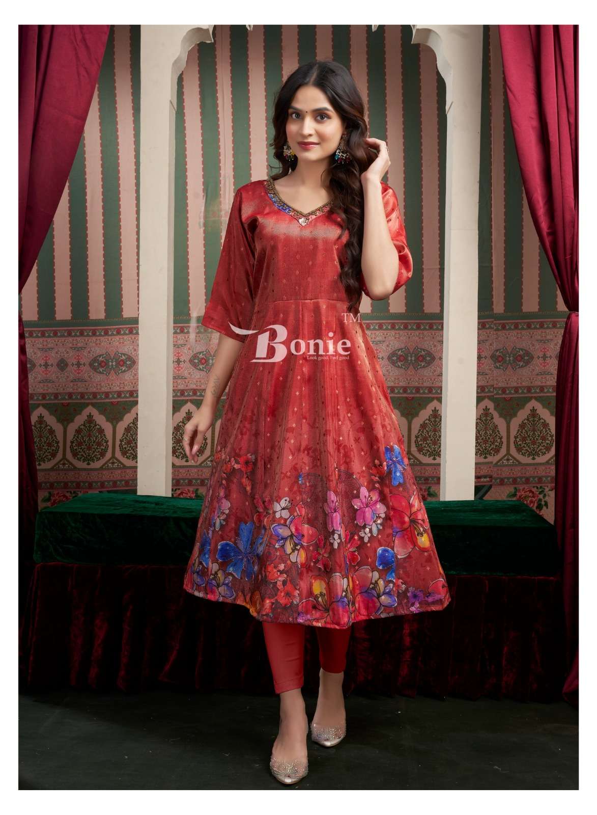 BARINDA VOL-2 BY BONIE KURTIES WITH DIGITAL JACQUARD PRINT IN NEW 6 COLORS