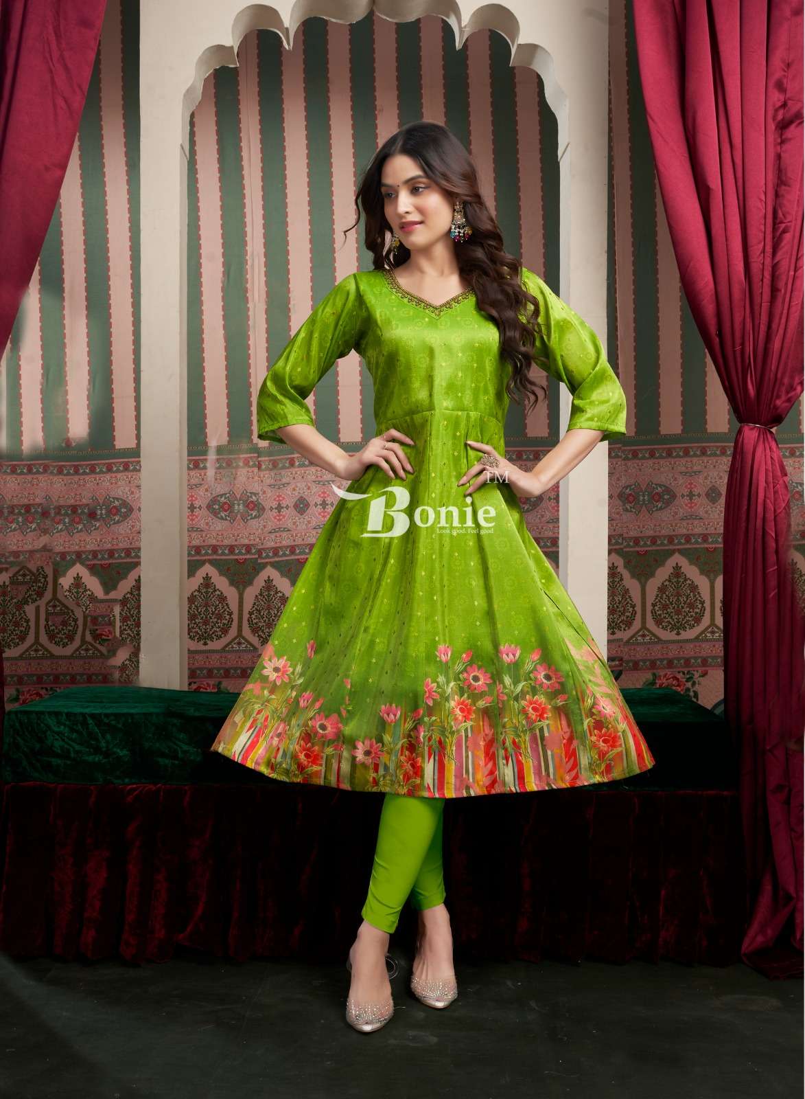 BARINDA VOL-2 BY BONIE KURTIES WITH DIGITAL JACQUARD PRINT IN NEW 6 COLORS