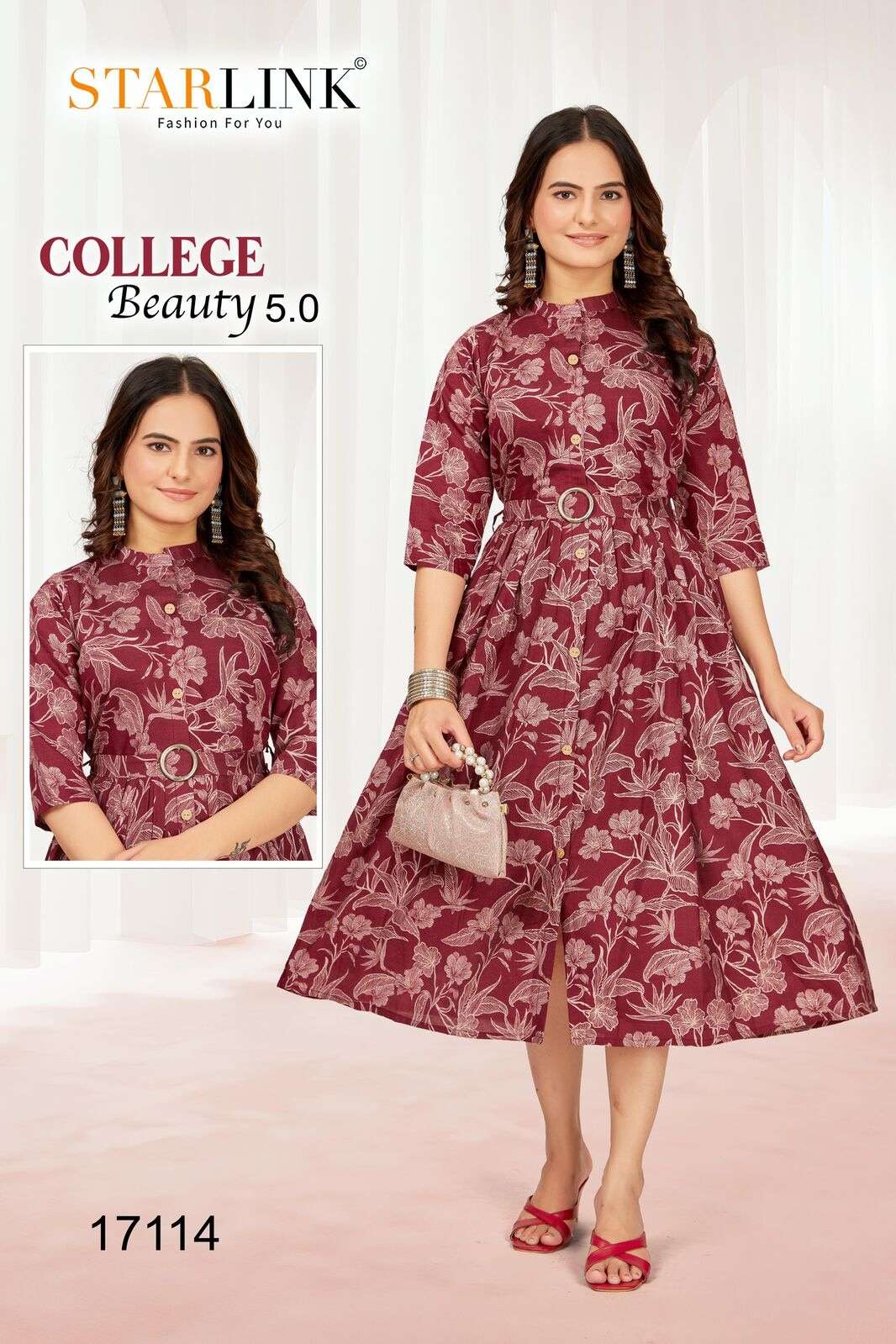 COLLEGE BEAUTY 5.0 BY STARLINK IN VATRICAN FOIL PRINT WITH FLAIR PETTERN WITH BUTTON