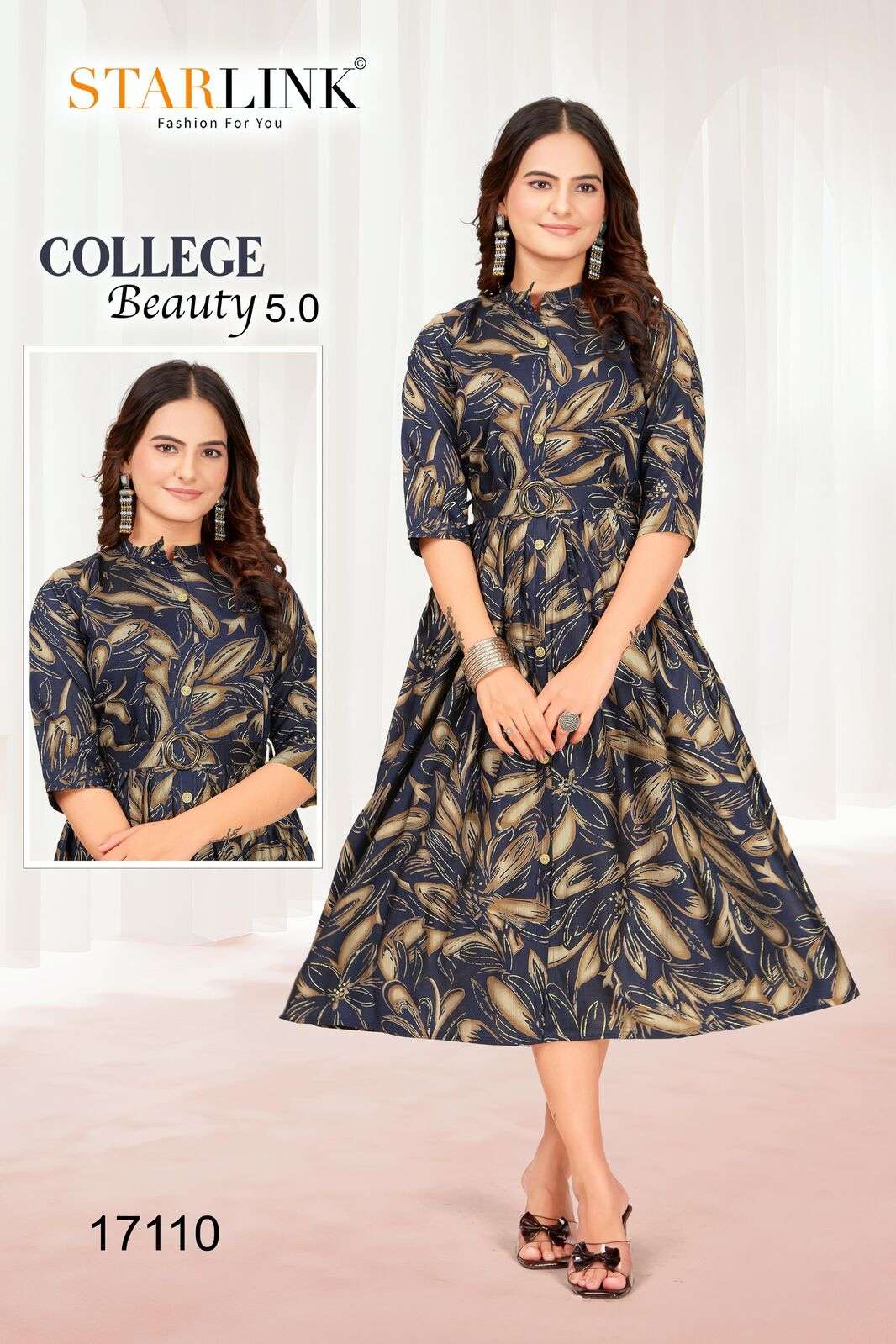 COLLEGE BEAUTY 5.0 BY STARLINK IN VATRICAN FOIL PRINT WITH FLAIR PETTERN WITH BUTTON