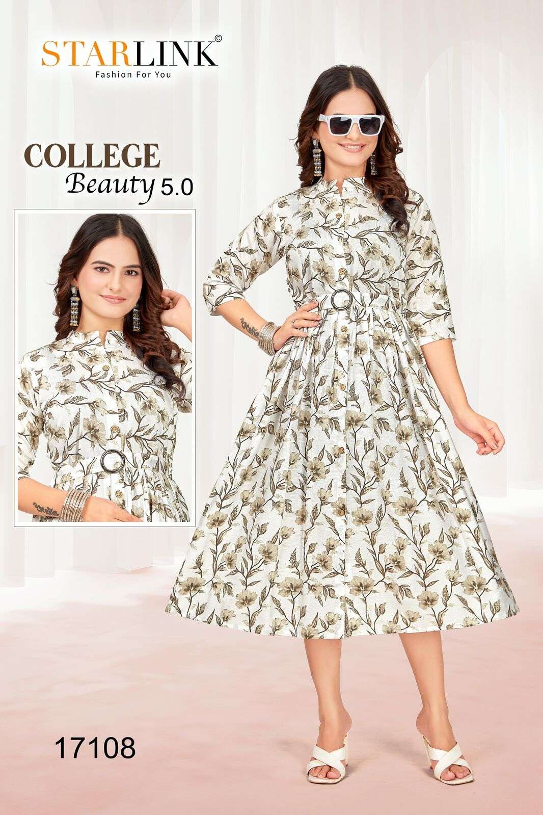 COLLEGE BEAUTY 5.0 BY STARLINK IN VATRICAN FOIL PRINT WITH FLAIR PETTERN WITH BUTTON