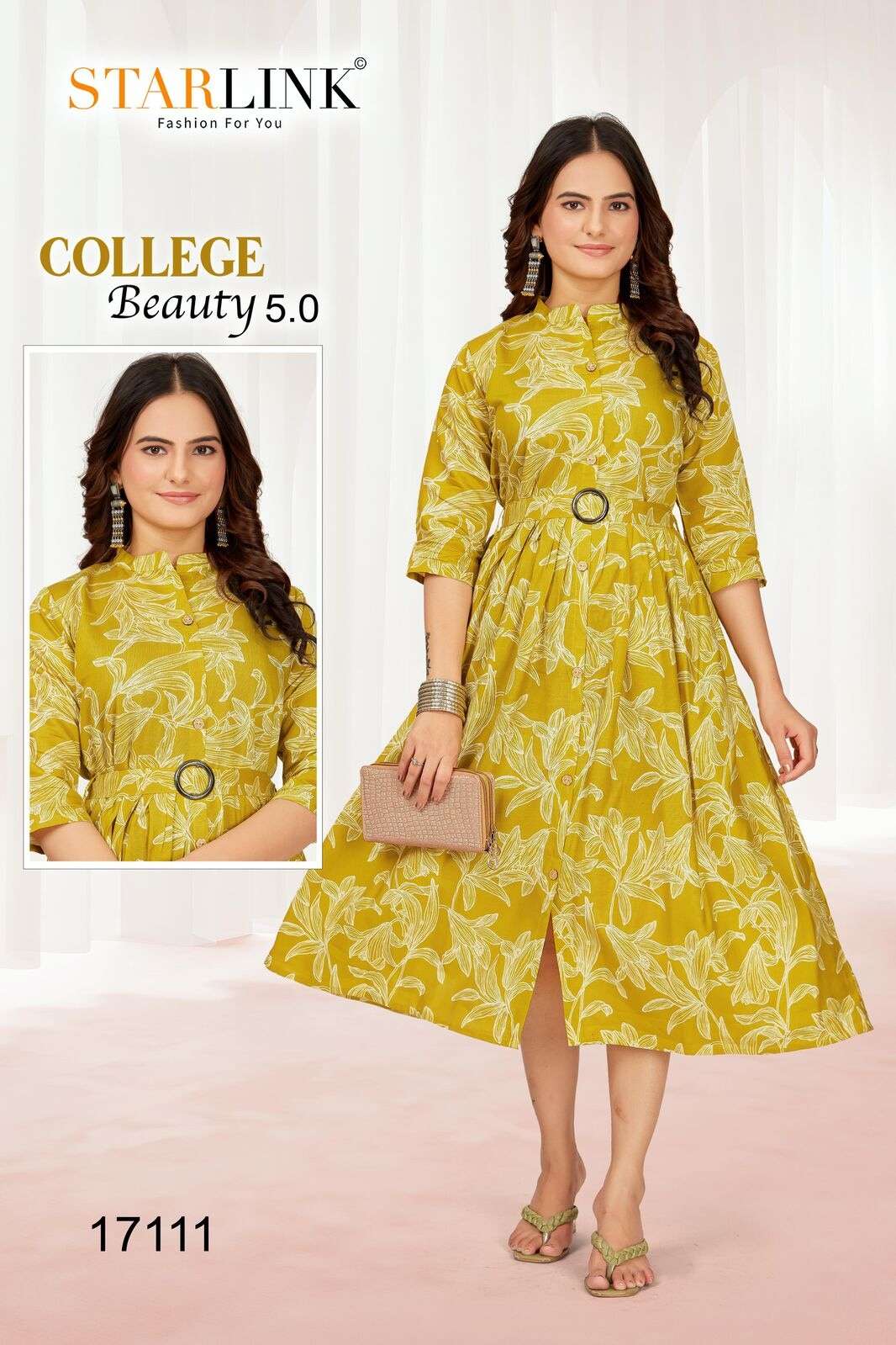 COLLEGE BEAUTY 5.0 BY STARLINK IN VATRICAN FOIL PRINT WITH FLAIR PETTERN WITH BUTTON