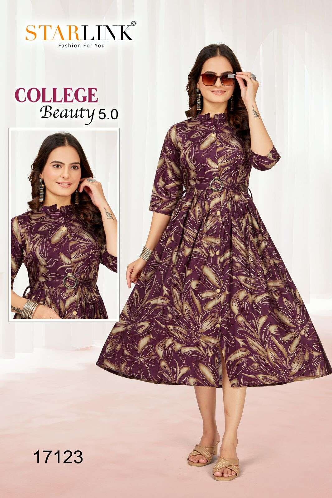 COLLEGE BEAUTY 5.0 BY STARLINK IN VATRICAN FOIL PRINT WITH FLAIR PETTERN WITH BUTTON