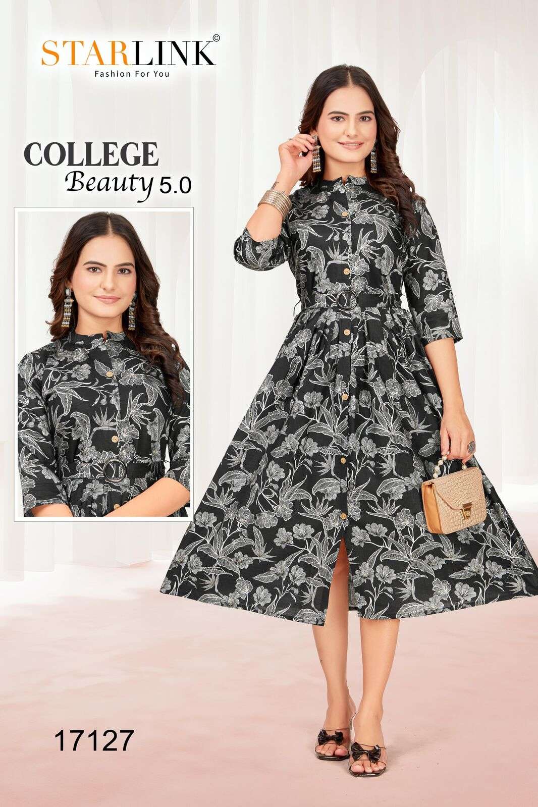 COLLEGE BEAUTY 5.0 BY STARLINK IN VATRICAN FOIL PRINT WITH FLAIR PETTERN WITH BUTTON