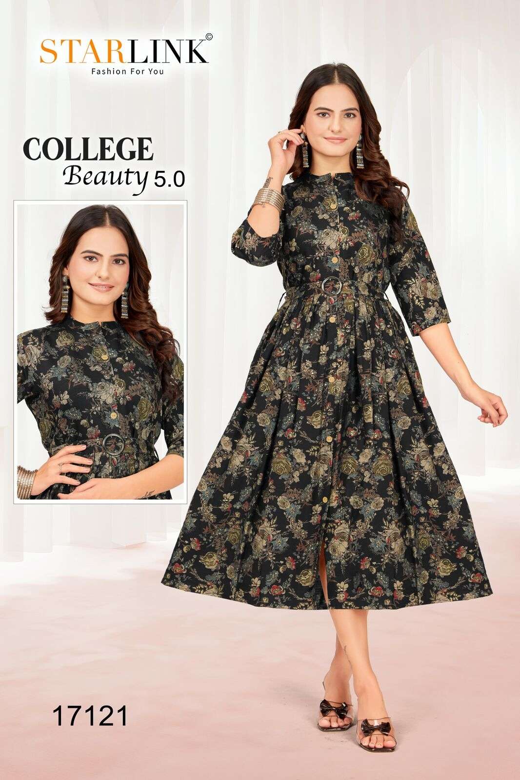 COLLEGE BEAUTY 5.0 BY STARLINK IN VATRICAN FOIL PRINT WITH FLAIR PETTERN WITH BUTTON