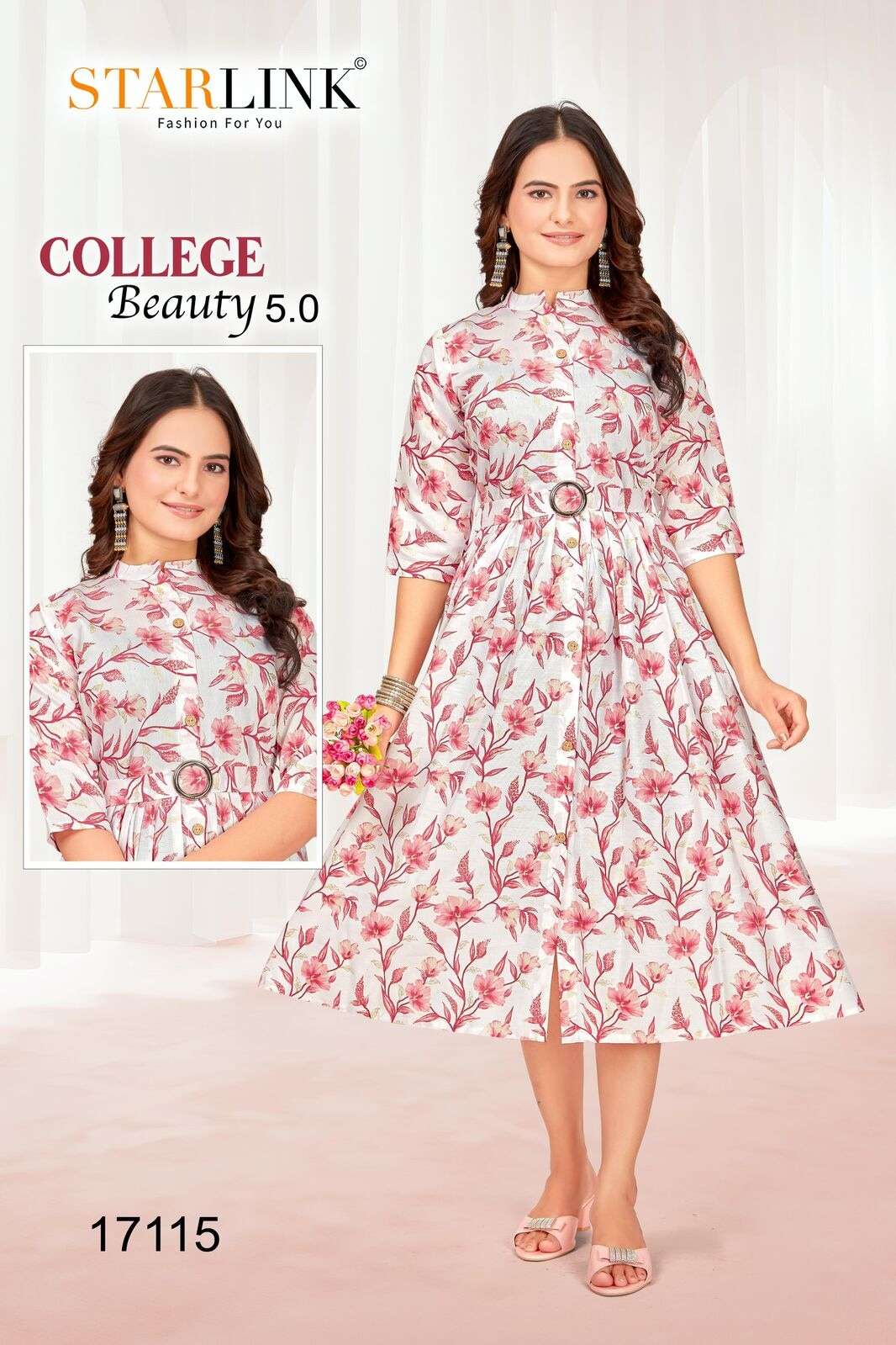 COLLEGE BEAUTY 5.0 BY STARLINK IN VATRICAN FOIL PRINT WITH FLAIR PETTERN WITH BUTTON