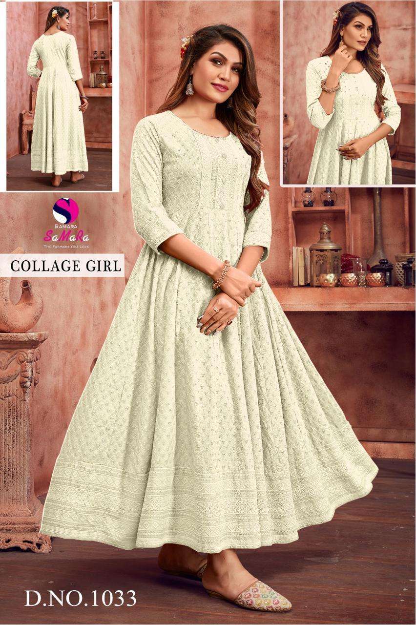 COLLEGE GIRL BY SAMARA IN TOP RAYON WITH SHIFFLI WORK 