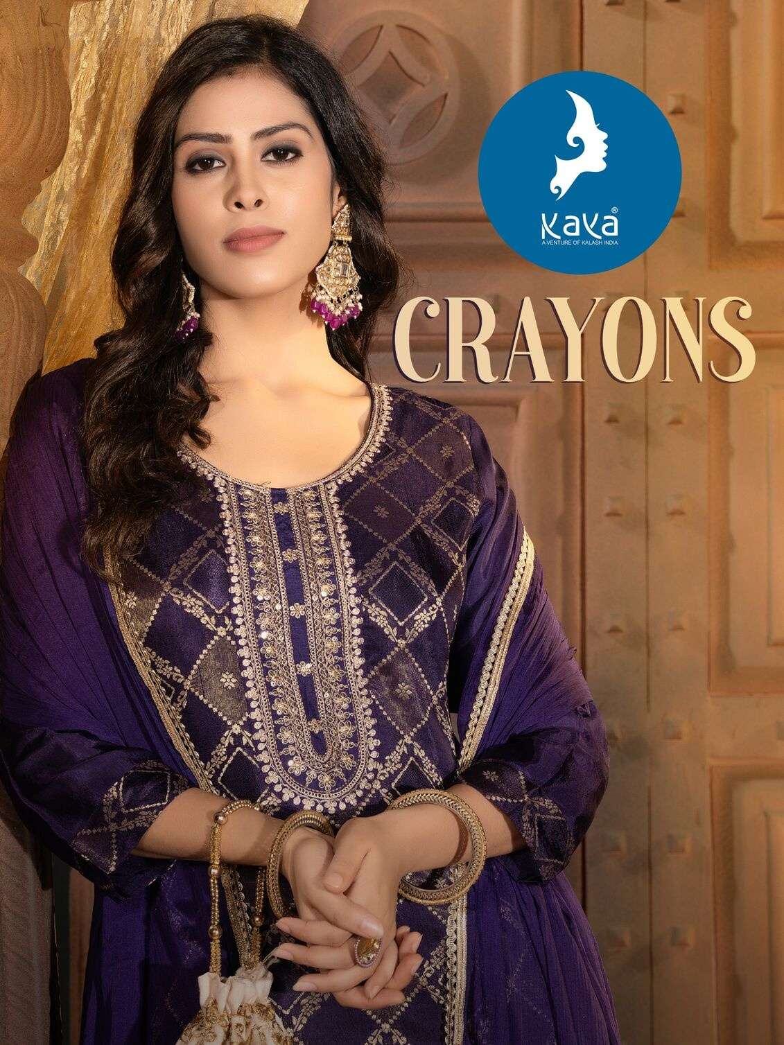 CRAYONS BY KAYA KURTI PRINT WITH PANT SILK  AND DUPATTA CHINON 