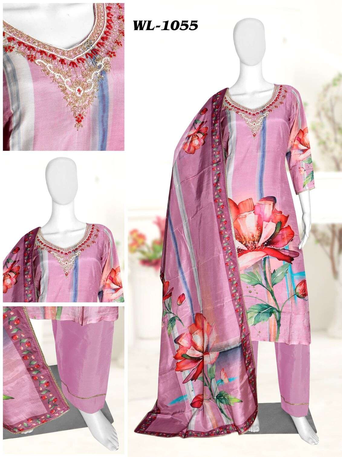 DESIGN NO- 1051-54 BY LUCACCHI DESIGNER IN PURE MASLINE DIGITAL PRINT WITH COTTON INNER