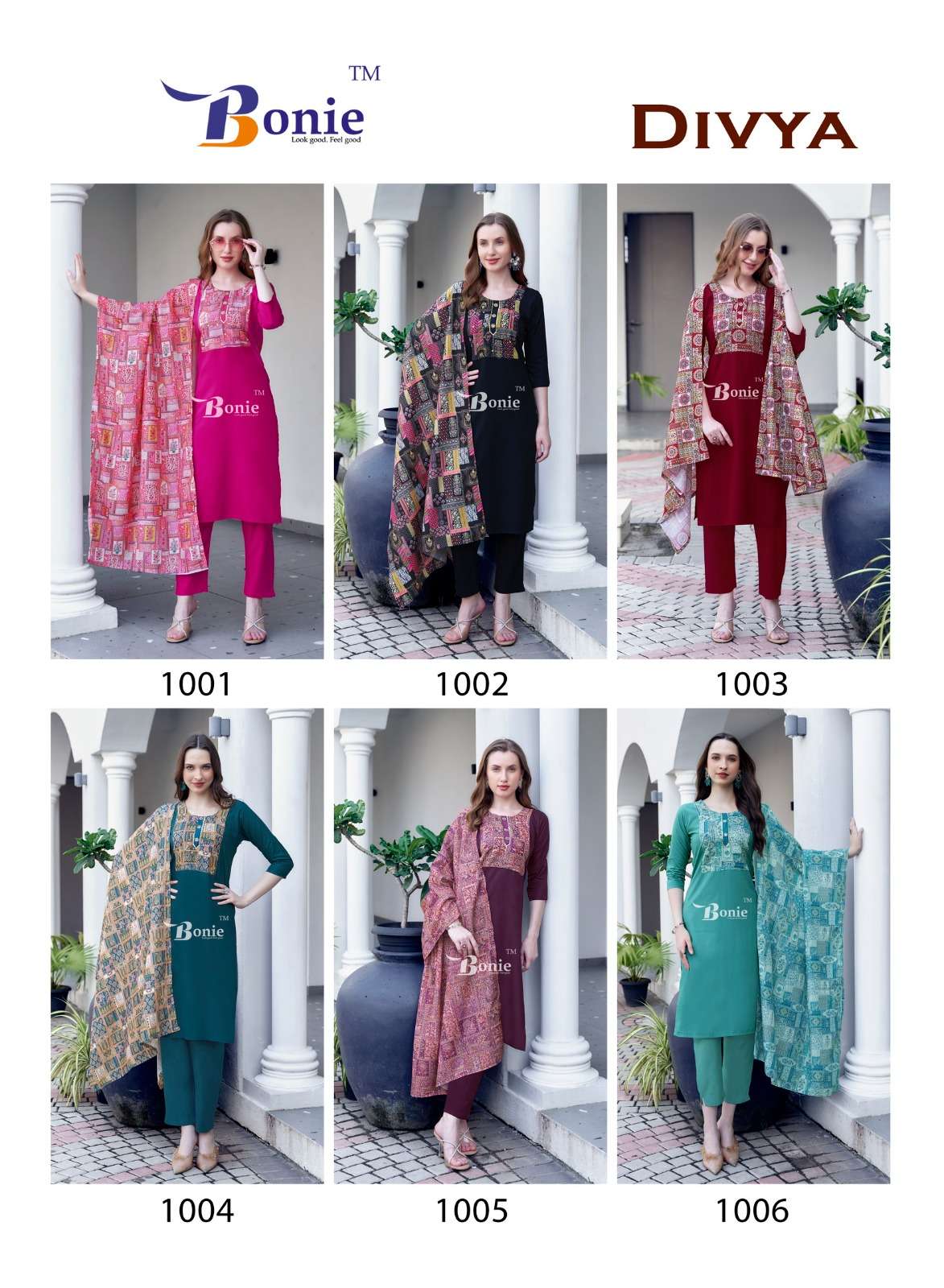 DIVYA VOL-1 BY BONIE NEW CONCEPT KURTI PANT DUPATTA IN RAYON 22KG CERTIFIED FABRICS 
