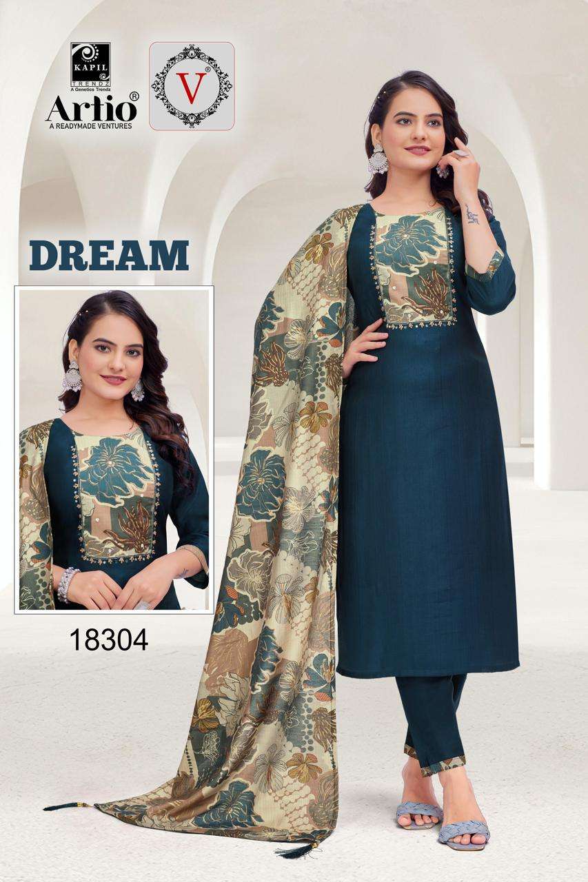 DREAM BY KAPIL TRENDZ IN VERTIGAN WITH HANDWORK ON PRINT PATCH AND DUPATTA WITH LATKAN