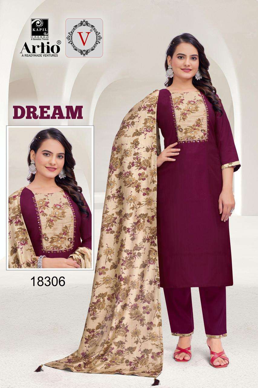 DREAM BY KAPIL TRENDZ IN VERTIGAN WITH HANDWORK ON PRINT PATCH AND DUPATTA WITH LATKAN