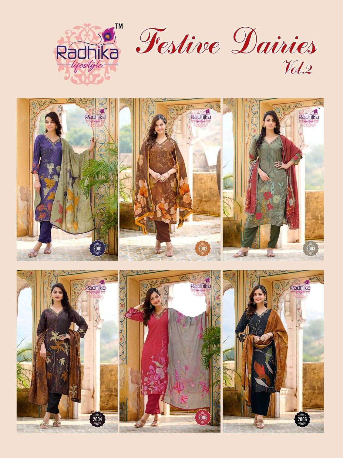 FESTIVE DIARIES VOL-2 BY RADHIKA LIFESTYLE TOP PANT DUPPTTA 3 PCS COLLECTION