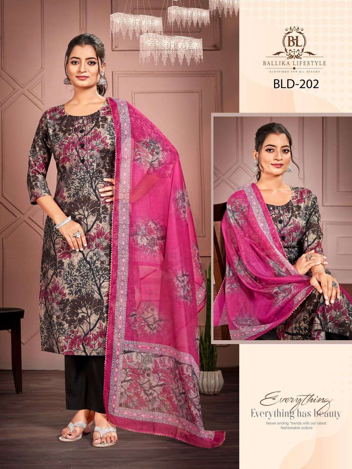 GLAMOUR BY BAALIKA LIFESTYLE 3PCS COLLECTION WITH PURE SOFT VICOSE IN SEASONAL PRINT