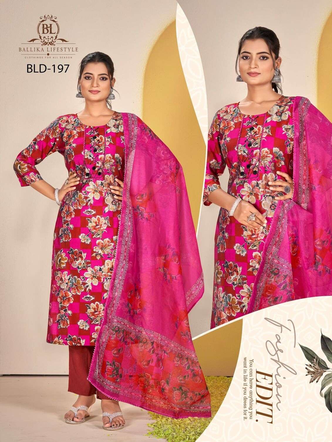 GLAMOUR BY BAALIKA LIFESTYLE 3PCS COLLECTION WITH PURE SOFT VICOSE IN SEASONAL PRINT