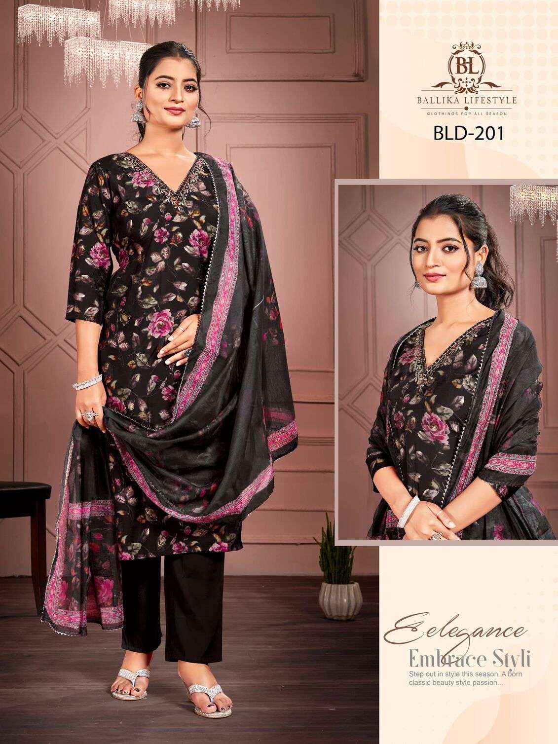 GLAMOUR BY BAALIKA LIFESTYLE 3PCS COLLECTION WITH PURE SOFT VICOSE IN SEASONAL PRINT