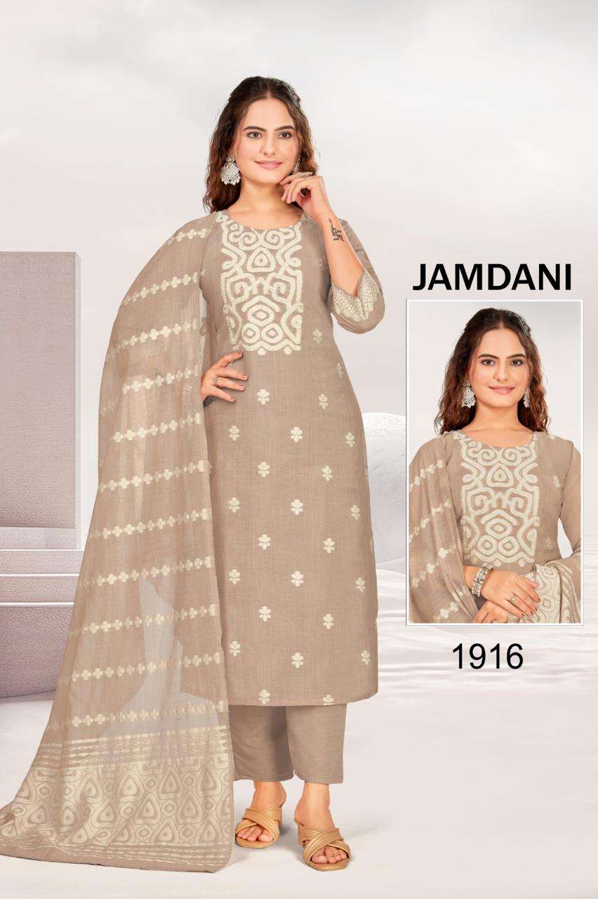 JAMDANI VOL-1 BY BHAVI DESIGNER  BANARAS JACQUARD WITH HANDWORK AND WITH INNER  BOTTOM