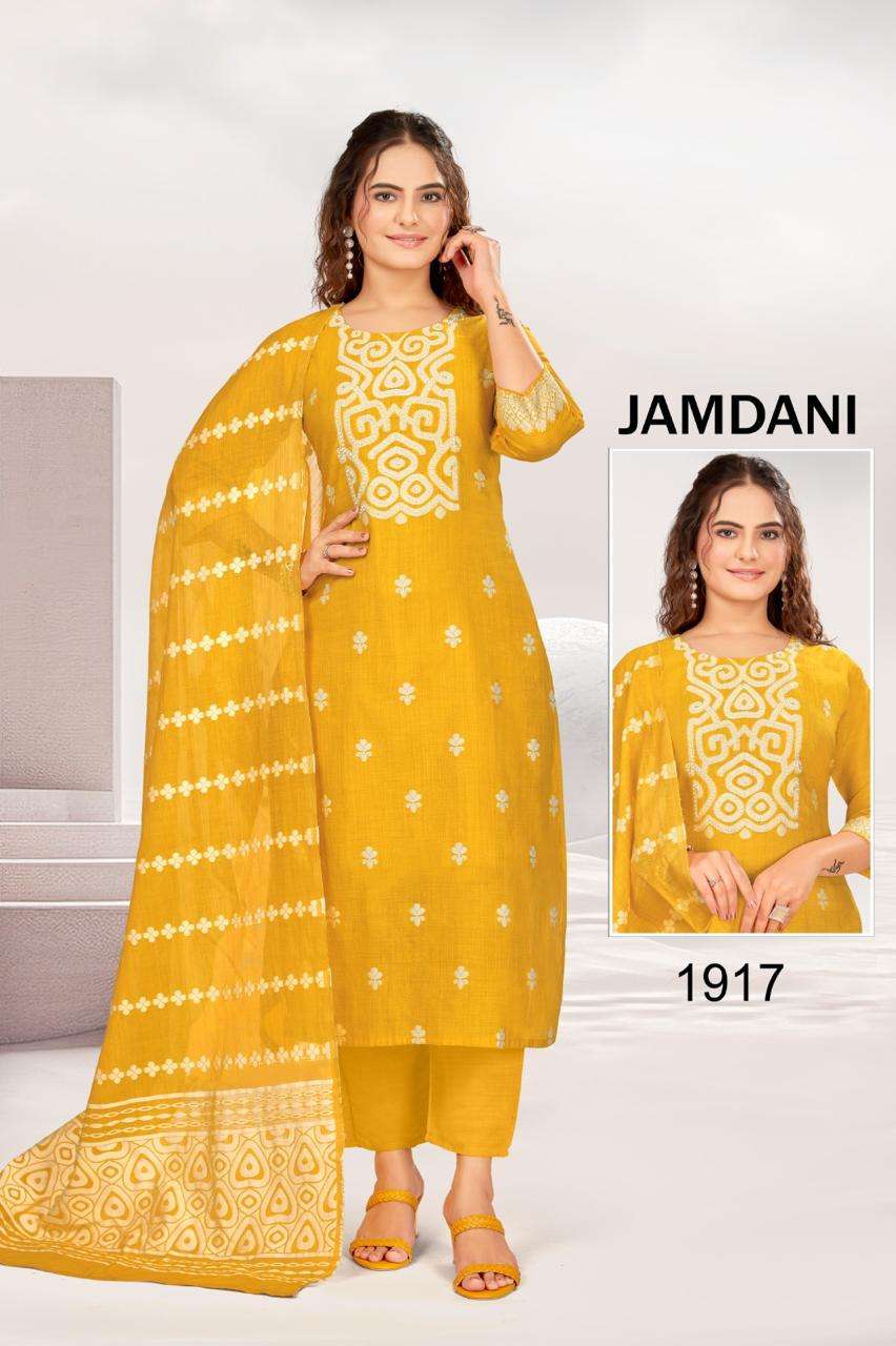 JAMDANI VOL-1 BY BHAVI DESIGNER  BANARAS JACQUARD WITH HANDWORK AND WITH INNER  BOTTOM