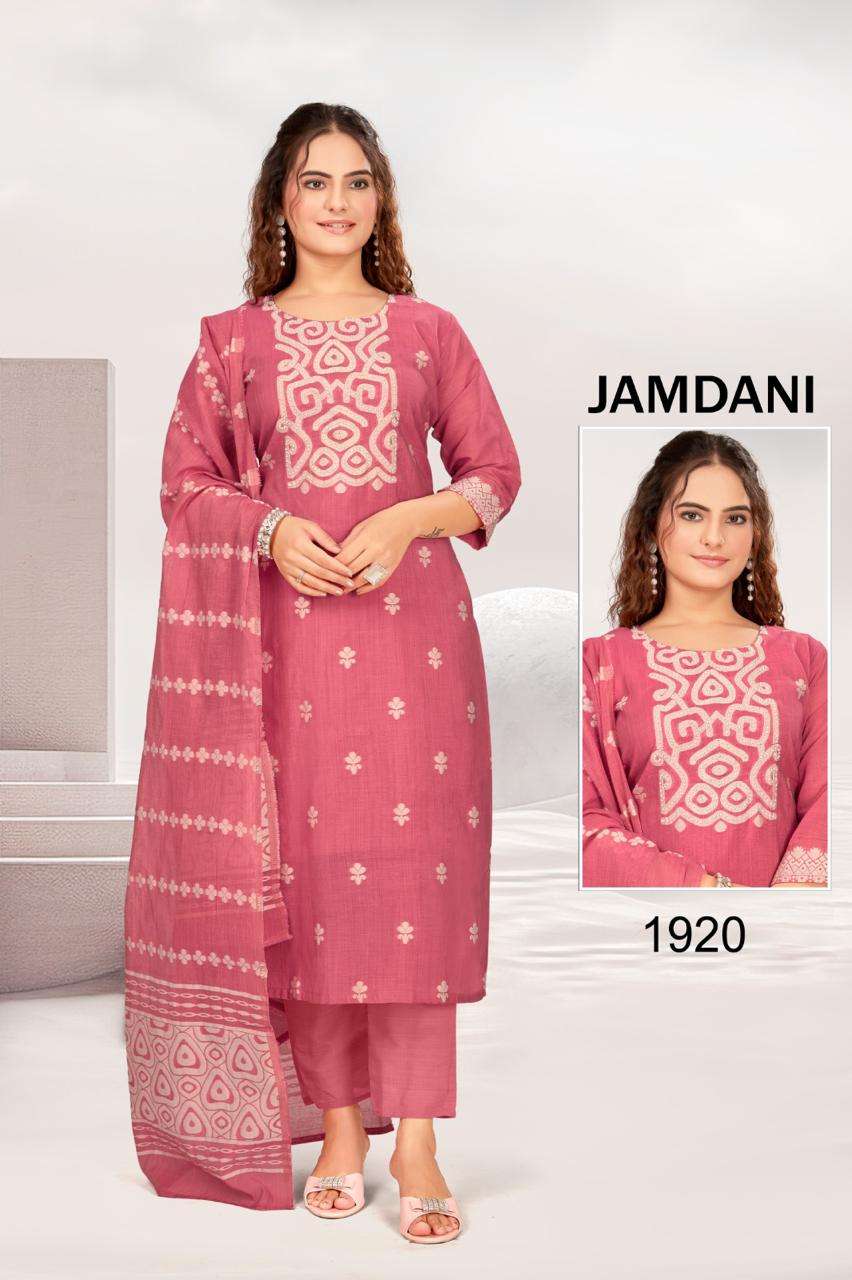 JAMDANI VOL-1 BY BHAVI DESIGNER  BANARAS JACQUARD WITH HANDWORK AND WITH INNER  BOTTOM