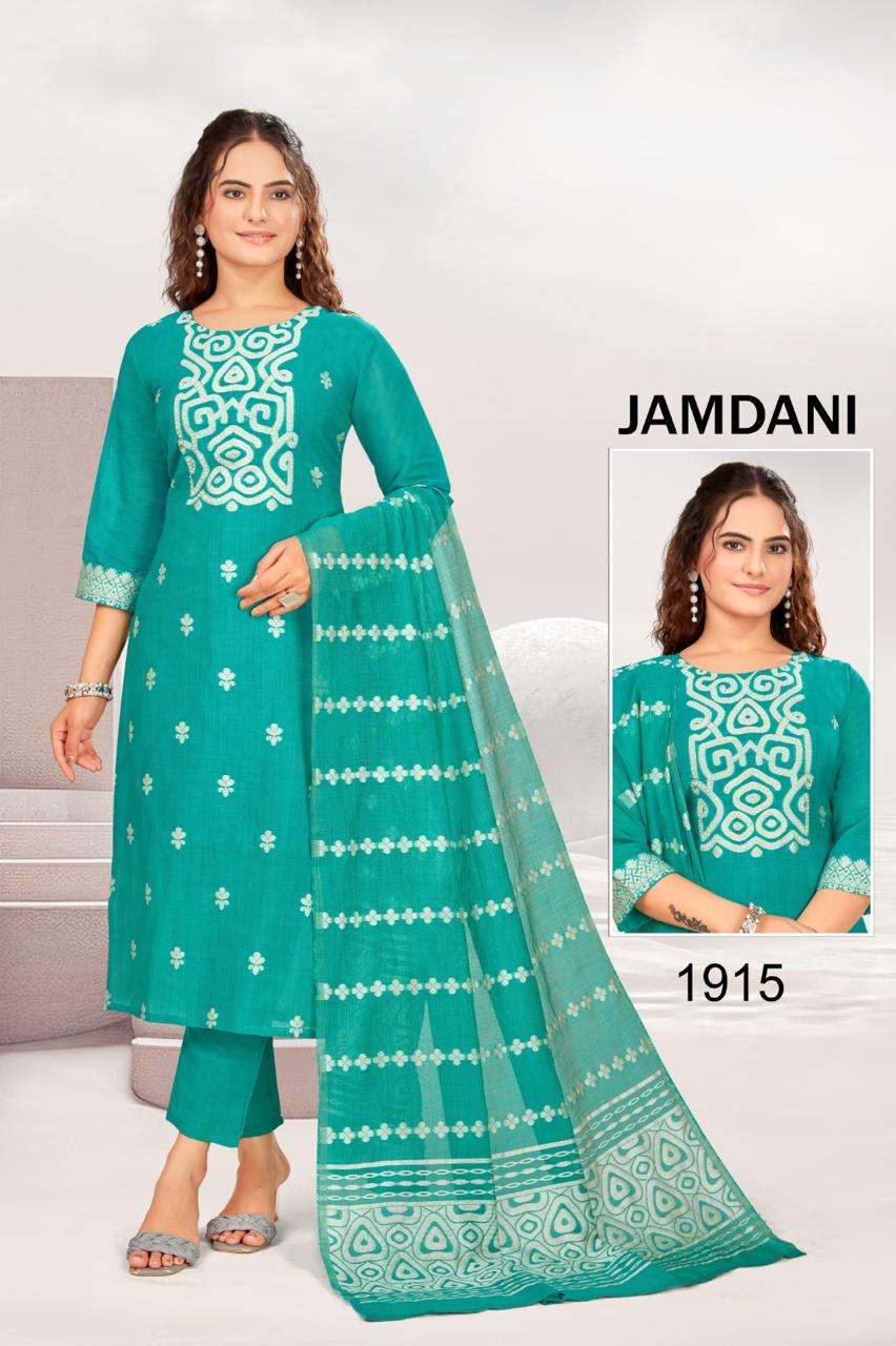 JAMDANI VOL-1 BY BHAVI DESIGNER  BANARAS JACQUARD WITH HANDWORK AND WITH INNER  BOTTOM