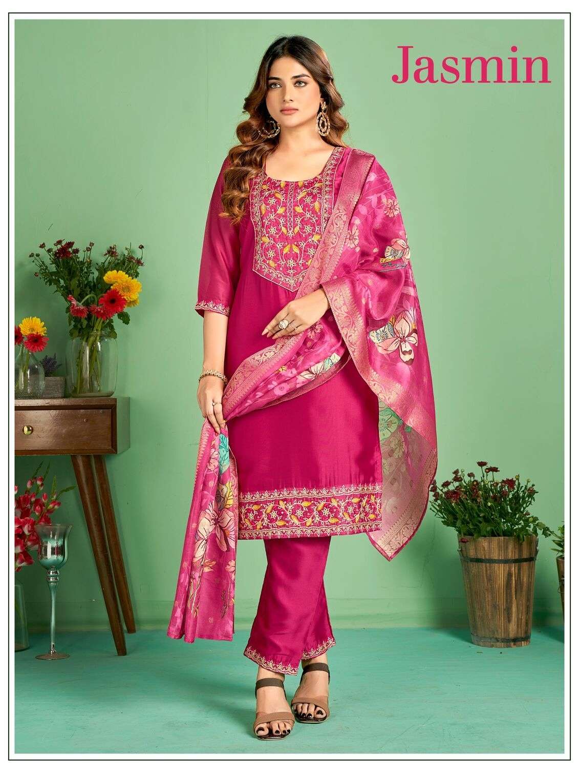 JASMIN BY LUCACCI DSIGNER TOP PANT DUPATTA WITH FULL COTTON INNER WITH HEAVY EMBROIDERY QUARDING 
