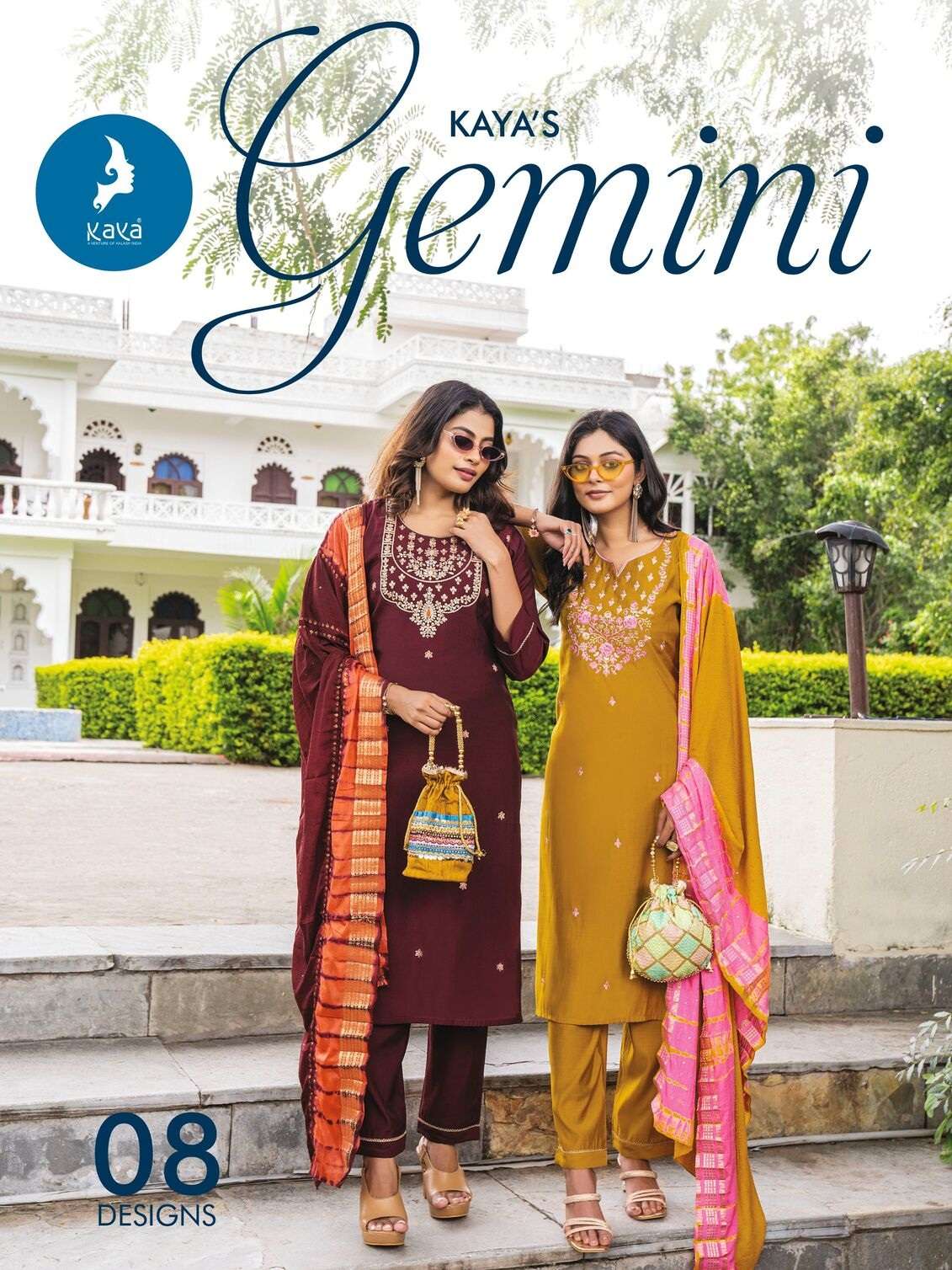 JEMINI KAYA KURTI ROMAN SILK PANT WITH DUPATTA MUSLIN JACQUARD DESIGNS