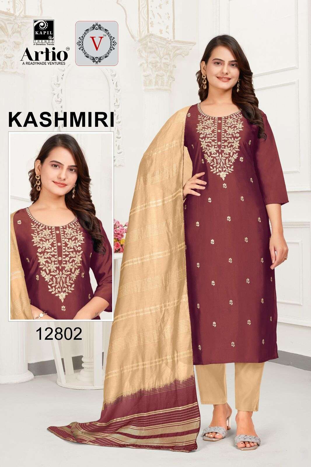 KASHMIRI BY KAPIL TRENDZ IN RANGILA SILK WITH WHITE-DHHAGA EMBROIDERY WORK 