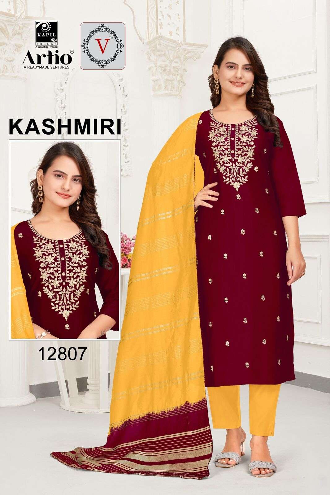 KASHMIRI BY KAPIL TRENDZ IN RANGILA SILK WITH WHITE-DHHAGA EMBROIDERY WORK 
