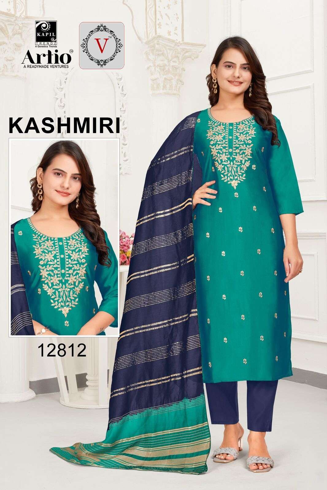 KASHMIRI BY KAPIL TRENDZ IN RANGILA SILK WITH WHITE-DHHAGA EMBROIDERY WORK 